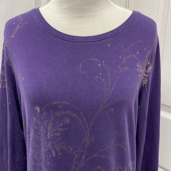 Coldwater Creek Purple Glitter Long Sleeve Tee Medium - Picture 2 of 9